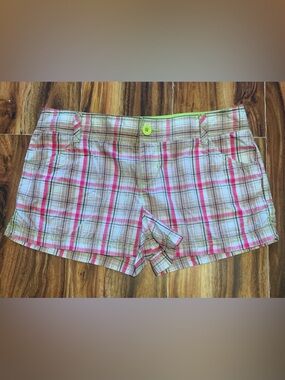 Y2K “SO” Pink, Beige & Lime Green Juniors Sz 11  Short Shorts.              3250